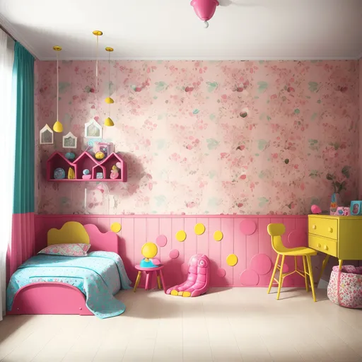 Retro Kids Room design - AI generated interior design visualization