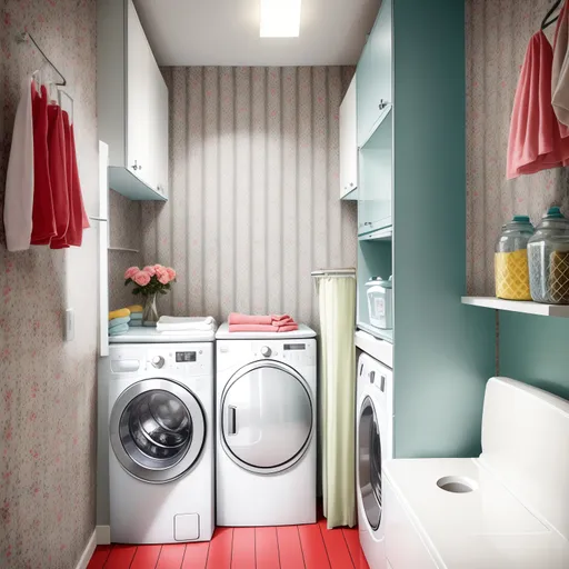 Retro Laundry Room design - AI generated interior design visualization