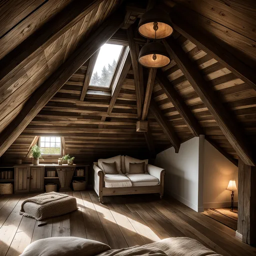 Rustic Attic design - AI generated interior design visualization