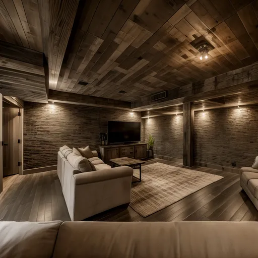 Rustic Basement design - AI generated interior design visualization