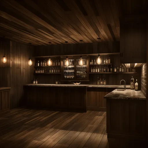 Rustic Home Bar design - AI generated interior design visualization