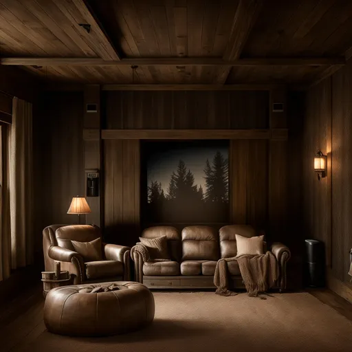 Rustic Home Theater design - AI generated interior design visualization