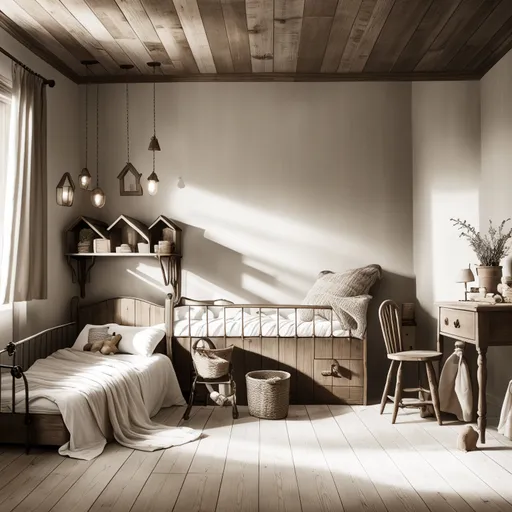 Rustic Kids Room design - AI generated interior design visualization