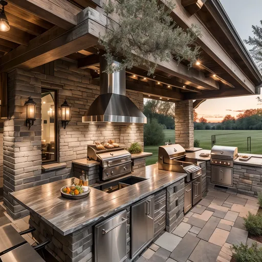 Rustic Outdoor Kitchen design - AI generated interior design visualization