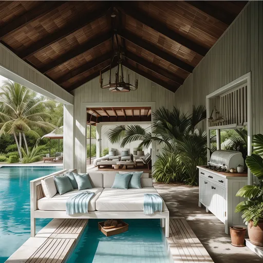 Rustic Pool House design - AI generated interior design visualization
