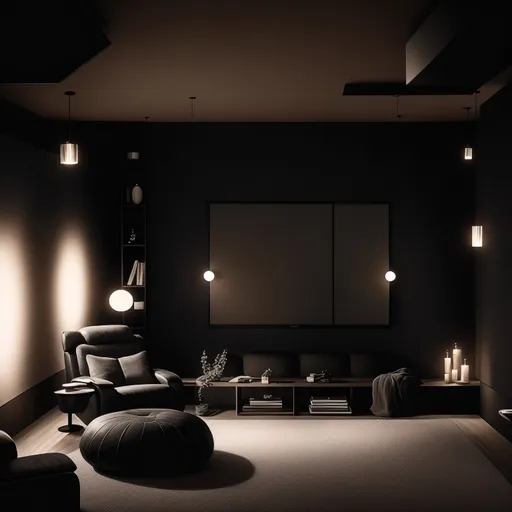 Scandinavian Home Theater design - AI generated interior design visualization