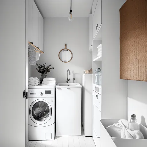 Scandinavian Laundry Room design - AI generated interior design visualization