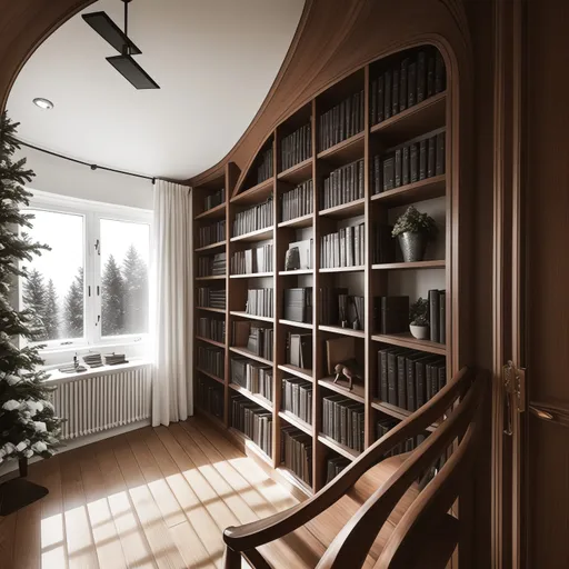 Scandinavian Library design - AI generated interior design visualization