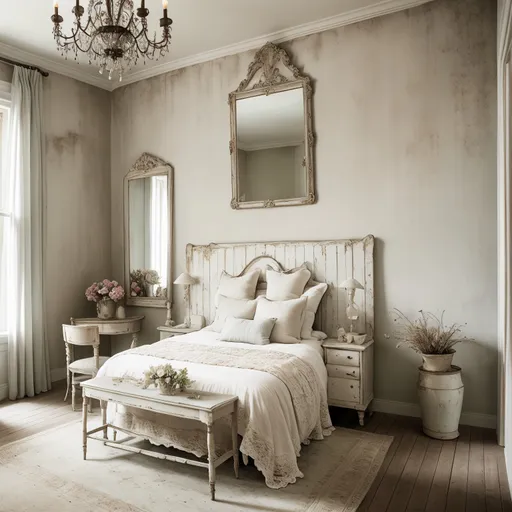 Shabby Chic Guest Room design - AI generated interior design visualization