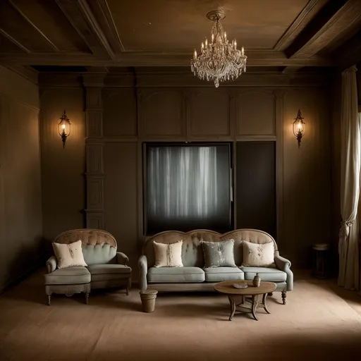 Shabby Chic Home Theater design - AI generated interior design visualization