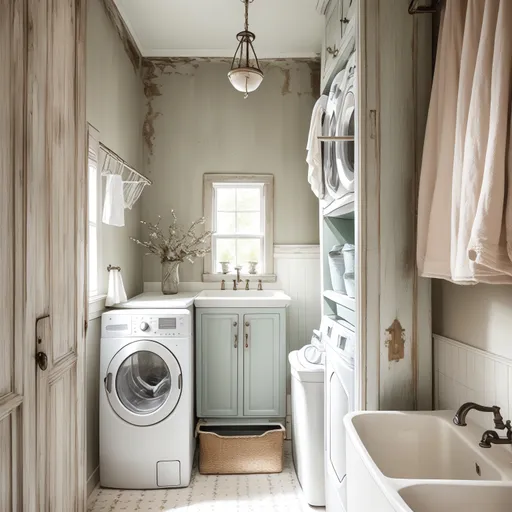 Shabby Chic Laundry Room design - AI generated interior design visualization