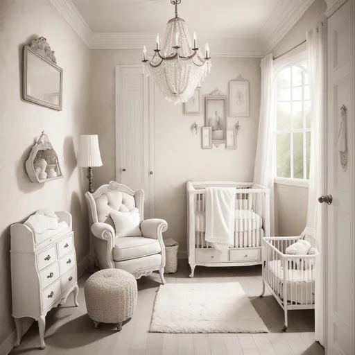 Shabby Chic Nursery design - AI generated interior design visualization