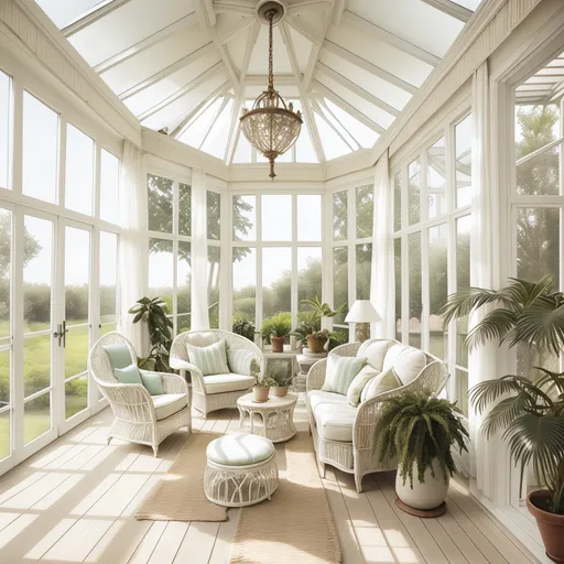 Shabby Chic Sunroom design - AI generated interior design visualization