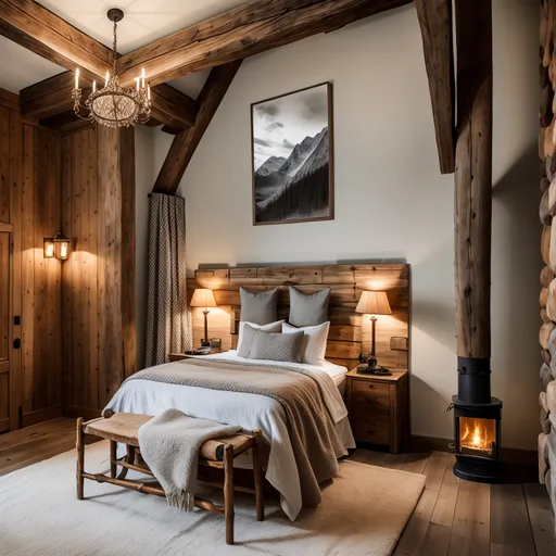 Ski Chalet Guest Room design - AI generated interior design visualization