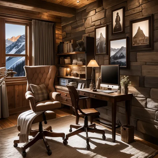 Ski Chalet Home Office design - AI generated interior design visualization