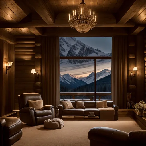 Ski Chalet Home Theater design - AI generated interior design visualization