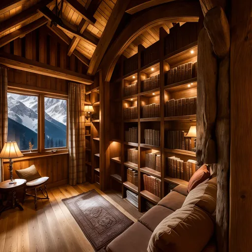 Ski Chalet Library design - AI generated interior design visualization