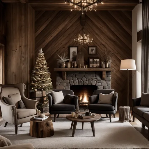 Ski Chalet Living Room design - AI generated interior design visualization