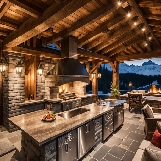Ski Chalet Outdoor Kitchen design - AI generated interior design visualization