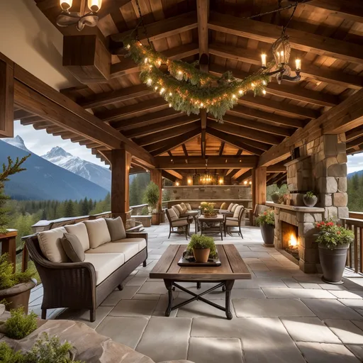 Ski Chalet Patio design - AI generated interior design visualization