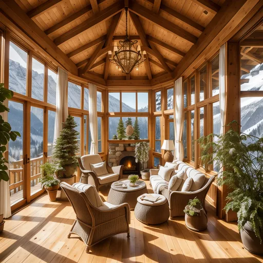 Ski Chalet Sunroom design - AI generated interior design visualization