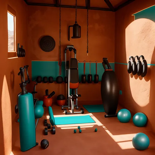 Southwestern Home Gym design - AI generated interior design visualization
