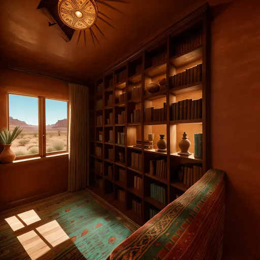 Southwestern Library design - AI generated interior design visualization