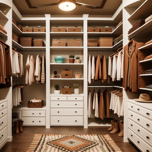 Southwestern Walk-in Closet design - AI generated interior design visualization