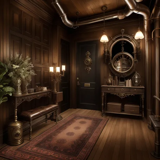 Steampunk Entryway design - AI generated interior design visualization