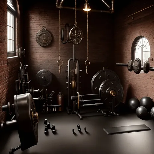 Steampunk Home Gym design - AI generated interior design visualization