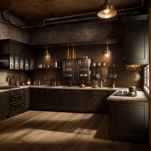 Steampunk Kitchen design - AI generated interior design visualization