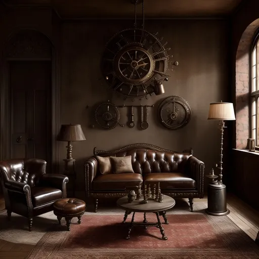 Steampunk Living Room design - AI generated interior design visualization
