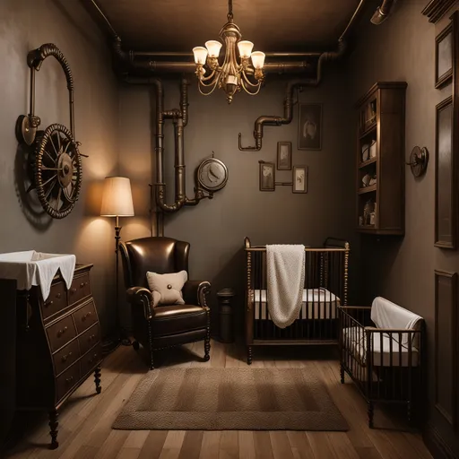 Steampunk Nursery design - AI generated interior design visualization