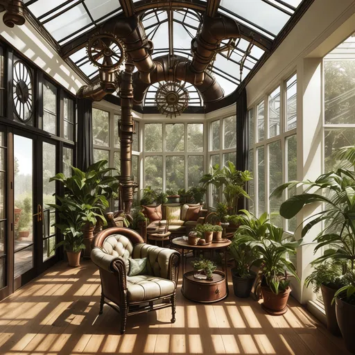 Steampunk Sunroom design - AI generated interior design visualization
