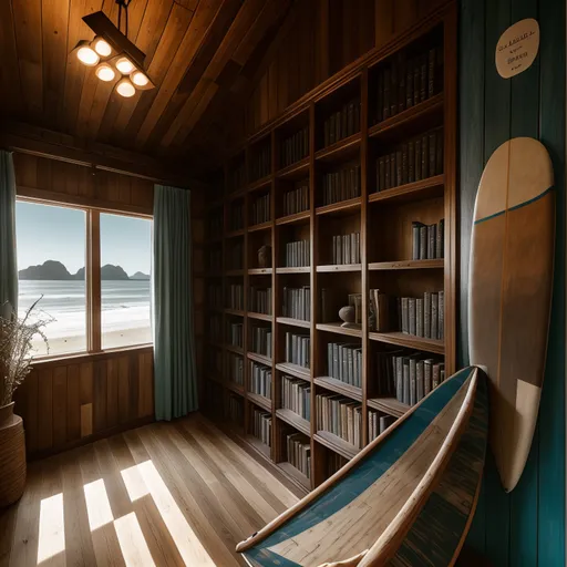 Surf Shack Library design - AI generated interior design visualization