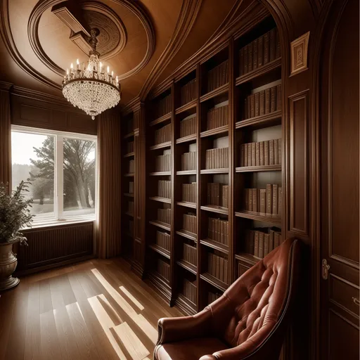 Transitional Library design - AI generated interior design visualization