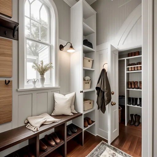 Transitional Mudroom design - AI generated interior design visualization