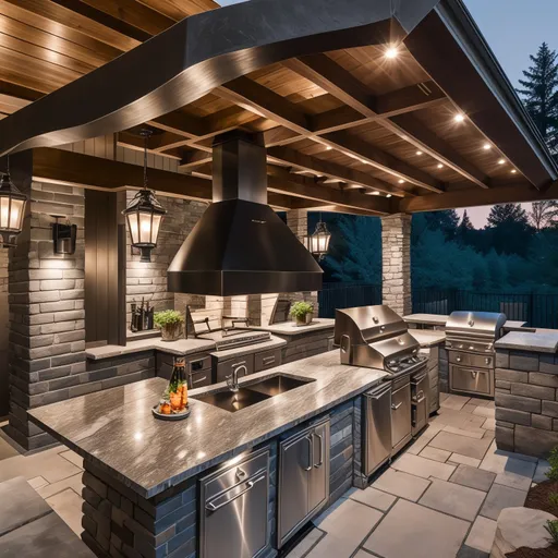 Transitional Outdoor Kitchen design - AI generated interior design visualization