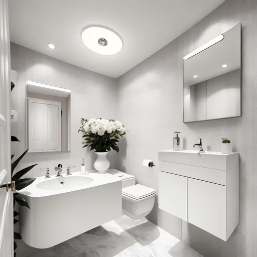 Transitional Powder Room design - AI generated interior design visualization