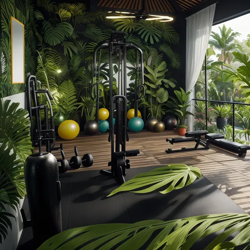 Tropical Home Gym design - AI generated interior design visualization