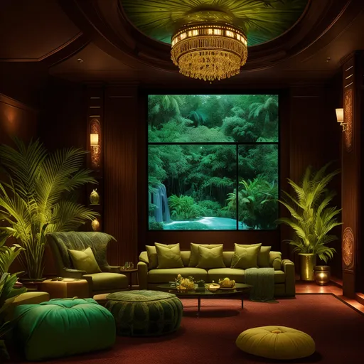 Tropical Home Theater design - AI generated interior design visualization