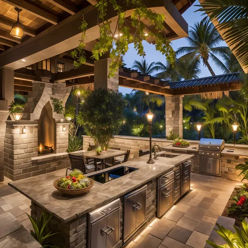 Tropical Outdoor Kitchen design - AI generated interior design visualization