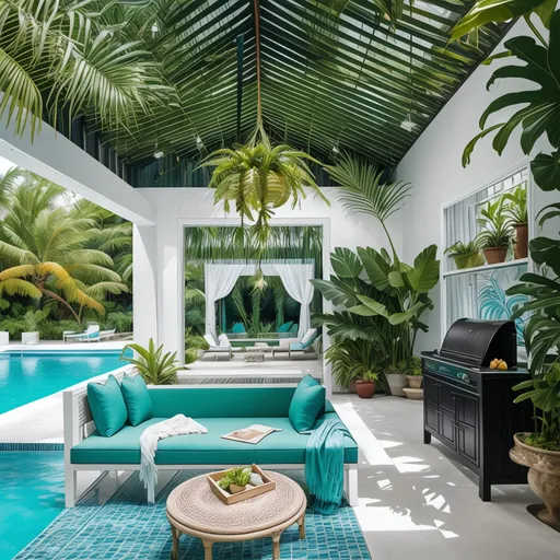 Tropical Pool House design - AI generated interior design visualization
