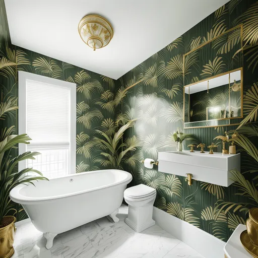Tropical Powder Room design - AI generated interior design visualization