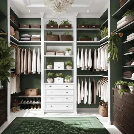 Tropical Walk-in Closet design - AI generated interior design visualization