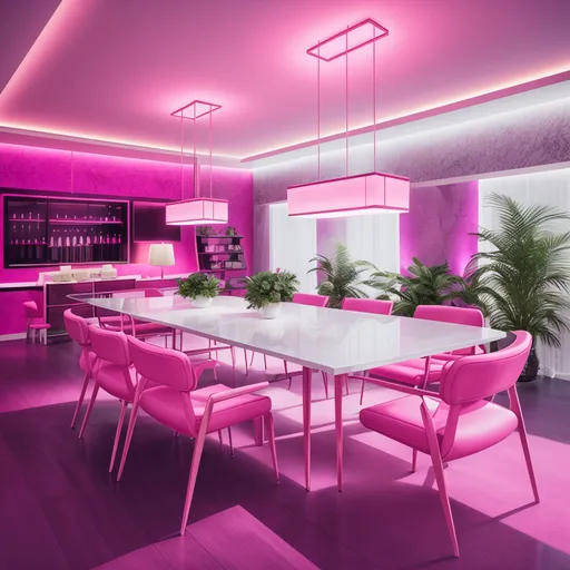 Vaporwave Dining Room design - AI generated interior design visualization