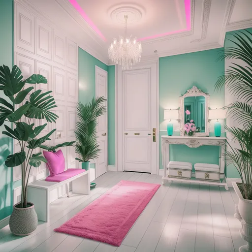 Vaporwave Entryway design - AI generated interior design visualization
