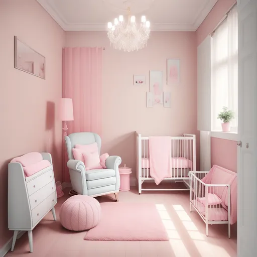 Vaporwave Nursery design - AI generated interior design visualization