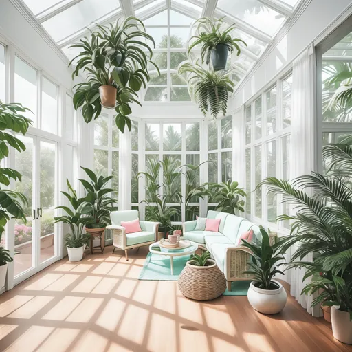 Vaporwave Sunroom design - AI generated interior design visualization