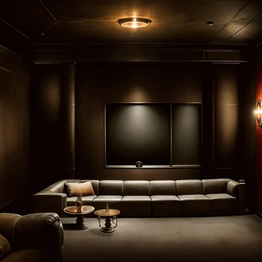 Vintage Home Theater design - AI generated interior design visualization